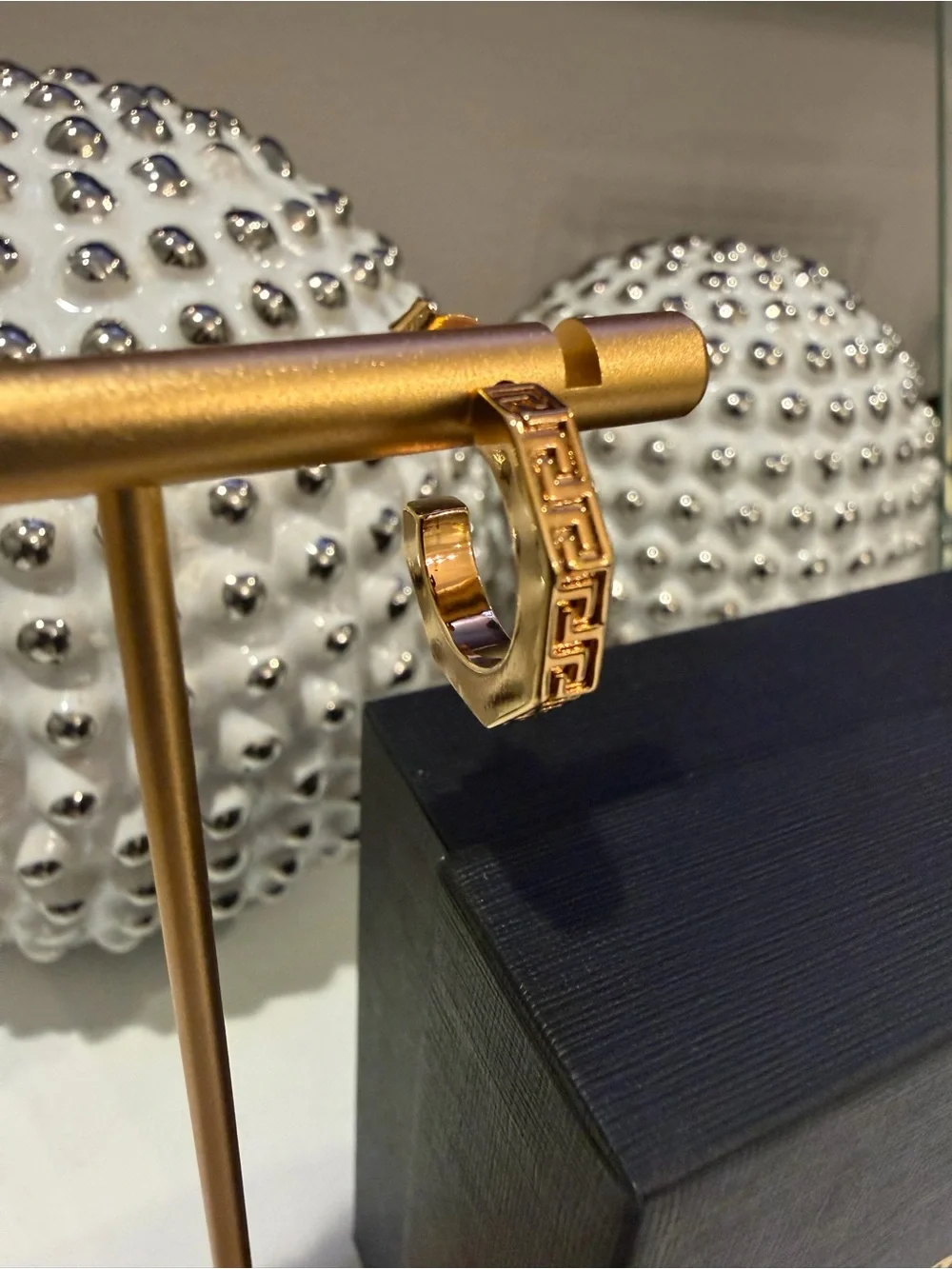 New Versace Greca Gold Hoop Earrings - Picture 5 of 9